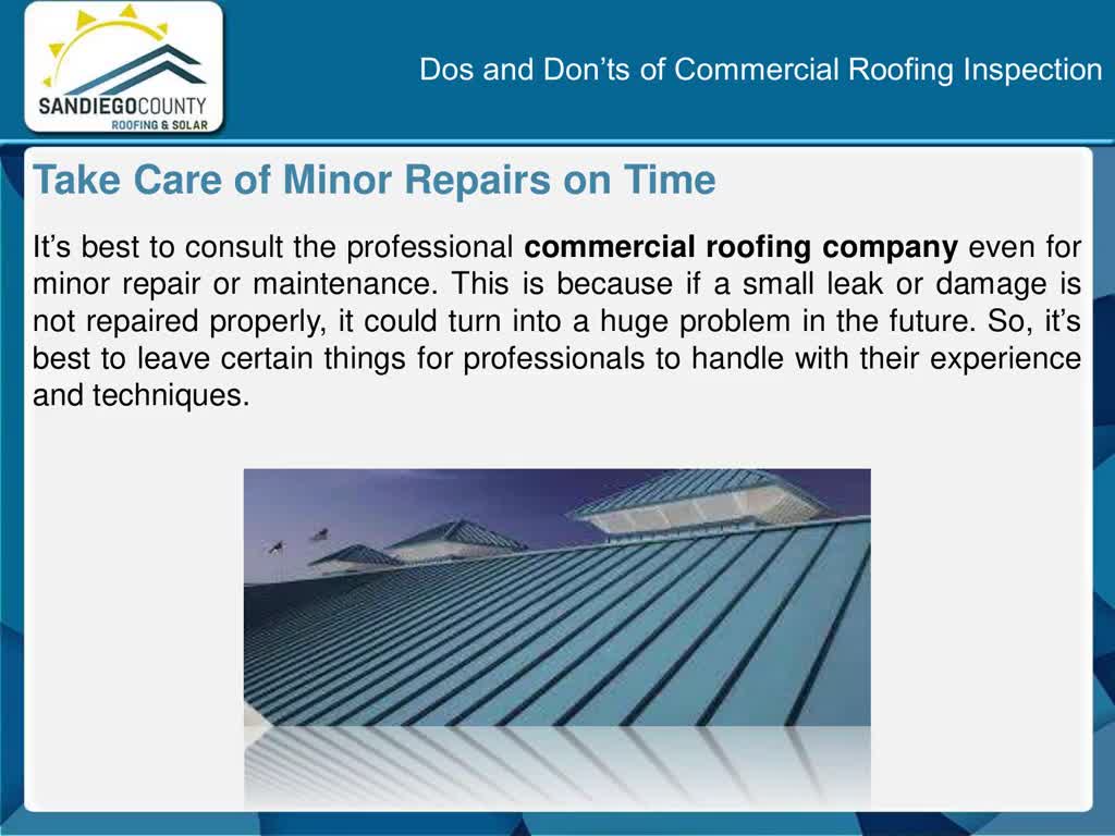 Dos and Don’ts of Commercial Roofing Inspection