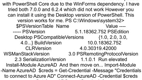 Powershell 623 unable to import AzureAd module