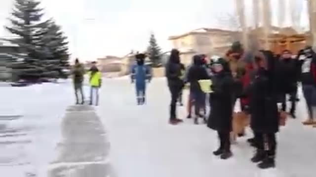 Calgarians gathered today outside the home of fake mayor and war criminal Jyoti Gondek