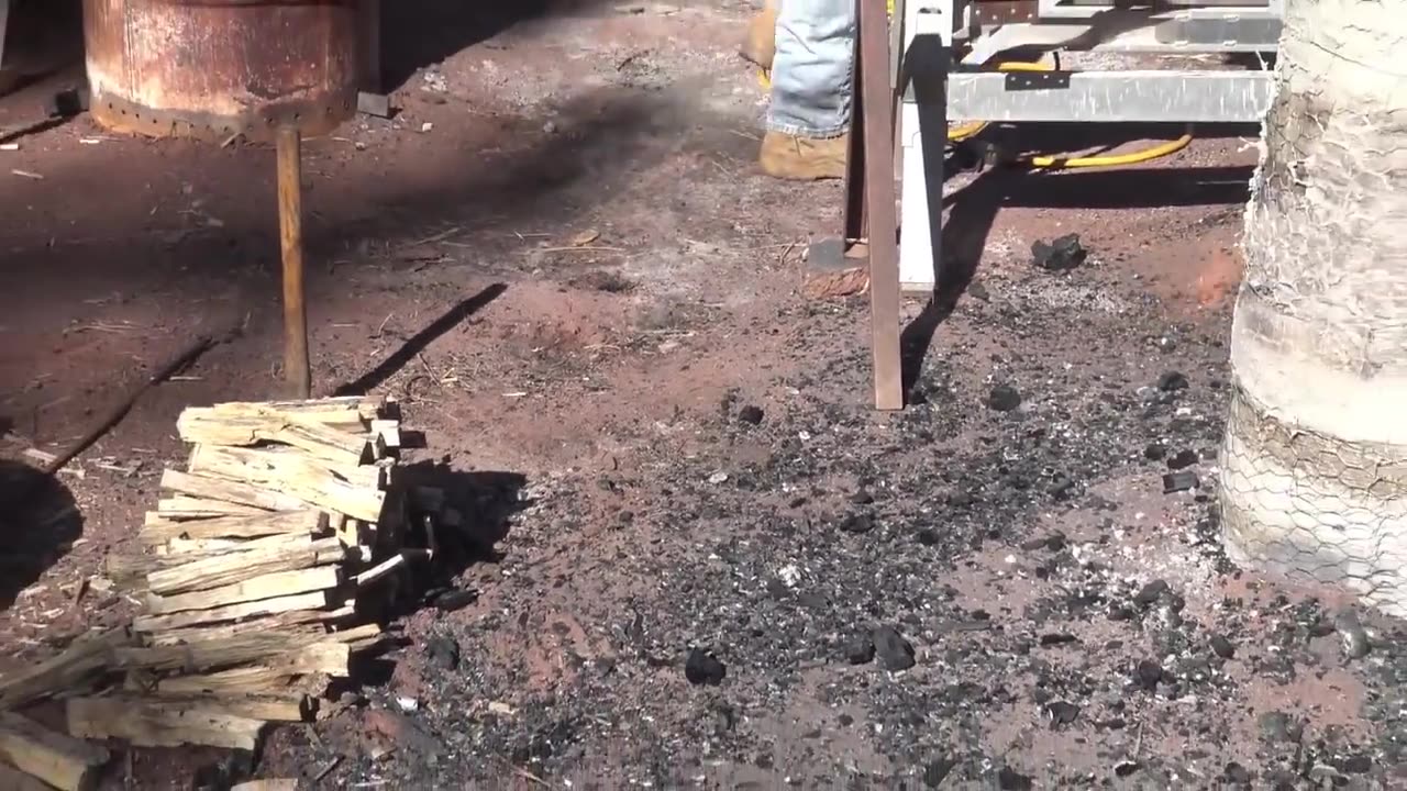 Smelting iron ore in the Bloomery furnace