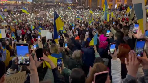 Thousands of people demonstrated in Warsaw, Poland, against the Russian invasion of Ukraine