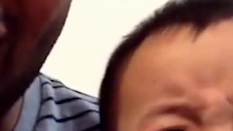 Cute Baby Cry When His Father Cry