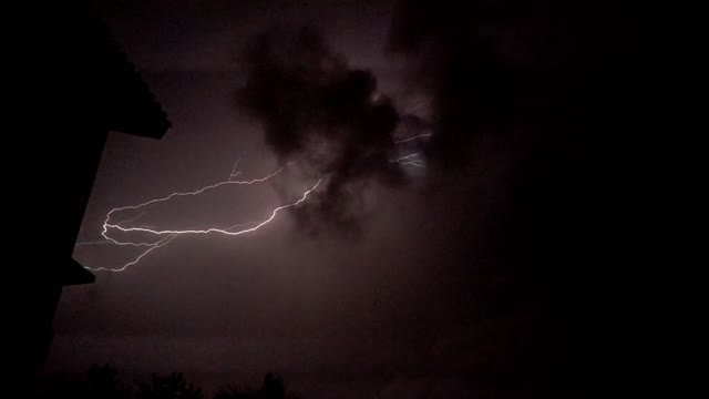 Thunder And Flash Of Lightning At Night