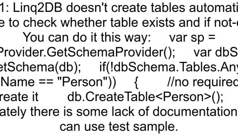 Create table with Linq to Sqlite linq2db