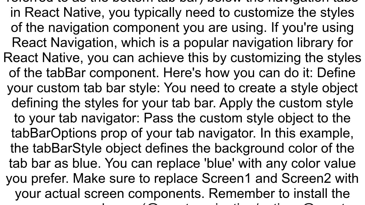 How to change the color of the bottom bar below the navigation tabs in React Native