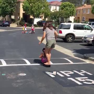 Mom and Daughter Crash HARD After Attempting Gnarly Tandem Skateboard Trick