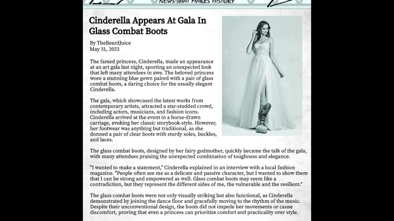 Cinderella Appears At Gala In Glass Combat Boots