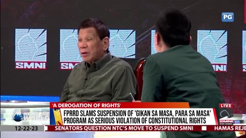 FPRRD slams suspension of his SMNI program as serious violation of constitutional rights