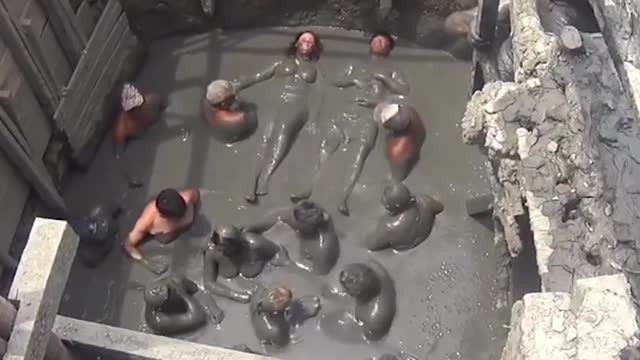 Mud bath inside a volcano