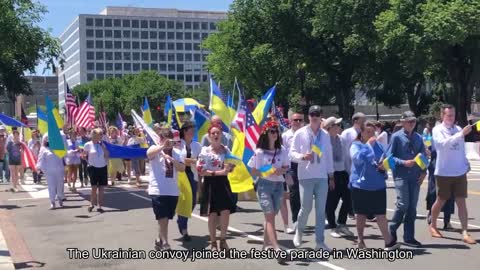 The Ukrainian column joined the festive parade in Washington on America's Independence Day