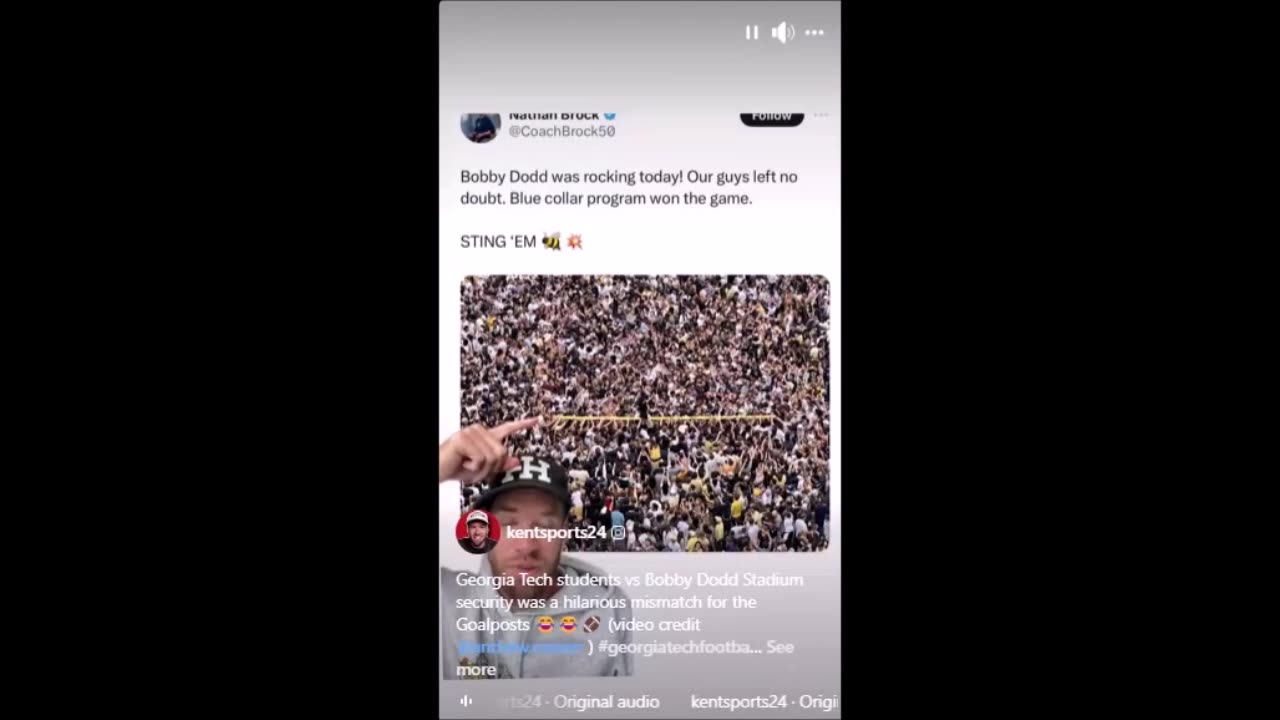 Georgia Tech students take the goalpost after upset victory over the University of Miami