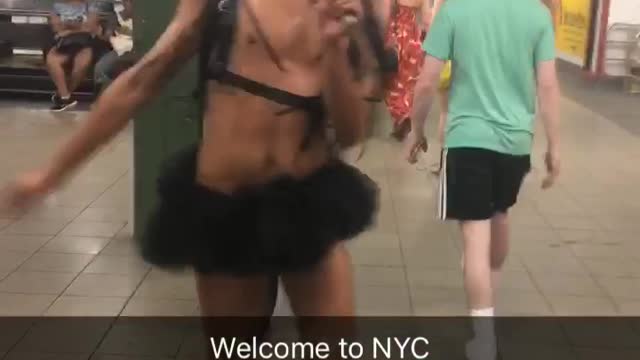 Welcome to nyc man in black tutu dancing