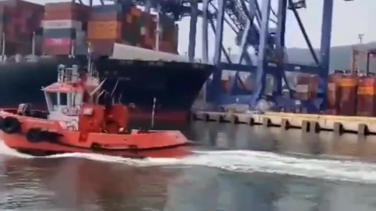 A container ship has collided with cranes at Kocaeli International Port in western Turkey