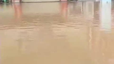 Heavy floods on the streets after rain fall in the Maoming of Guangdong province, China