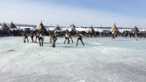 Young men dancing on ice