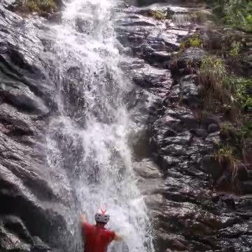 Main waterfall in East Dragon Stream in Hong Kong