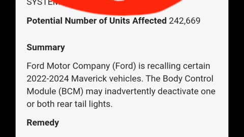 Ford maverick RECALL ALERT ⚠️