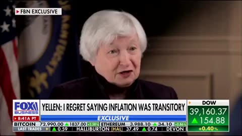 NEW - Yellen on inflation: "I regret saying it was transitory."