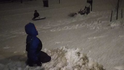 Henry builds a snow fort