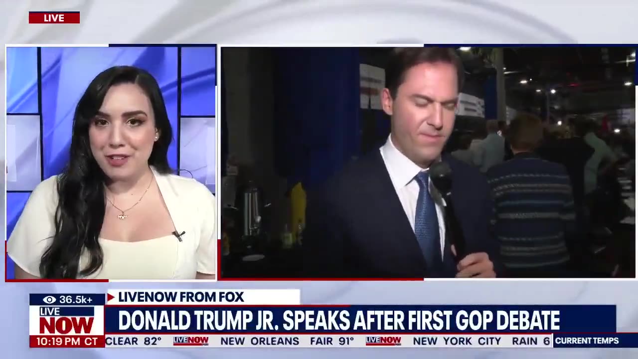 Donald Trump Jr. speaks after GOP debate, says he hasn't spoken with his dad | LiveNOW from FOX