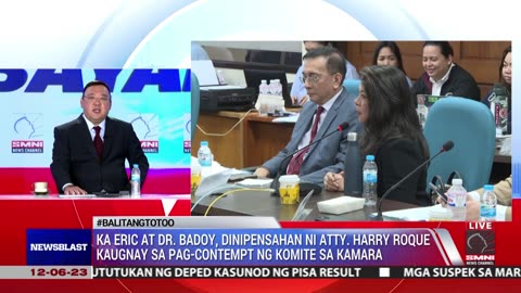 Ka Eric at Dr. Badoy, dinipensahan ni Atty. Harry Roque kaugnay sa pag-contempt ng komite sa Kamara