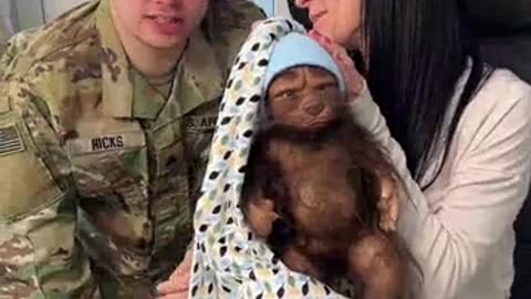 When he sees the baby...