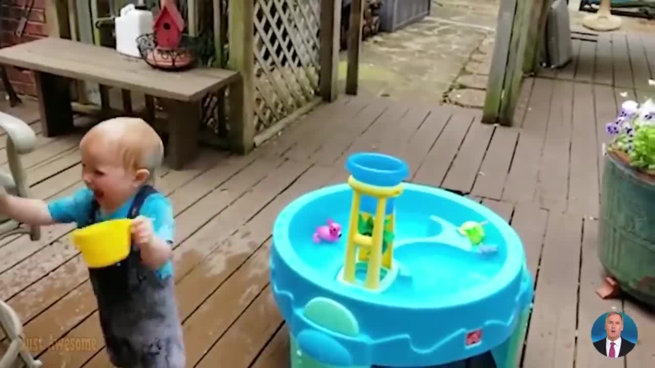 Funny Babies Playing with Water Pool Fails