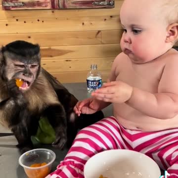 😂 JUST CRAZY! Baby boy feeds the little 🐵 monkey 🐵 #Shorts 😂