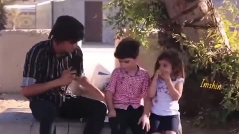 Palestinian kids being interviewed