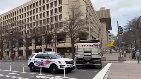 Road blocked before Department of Justice on 19th of March