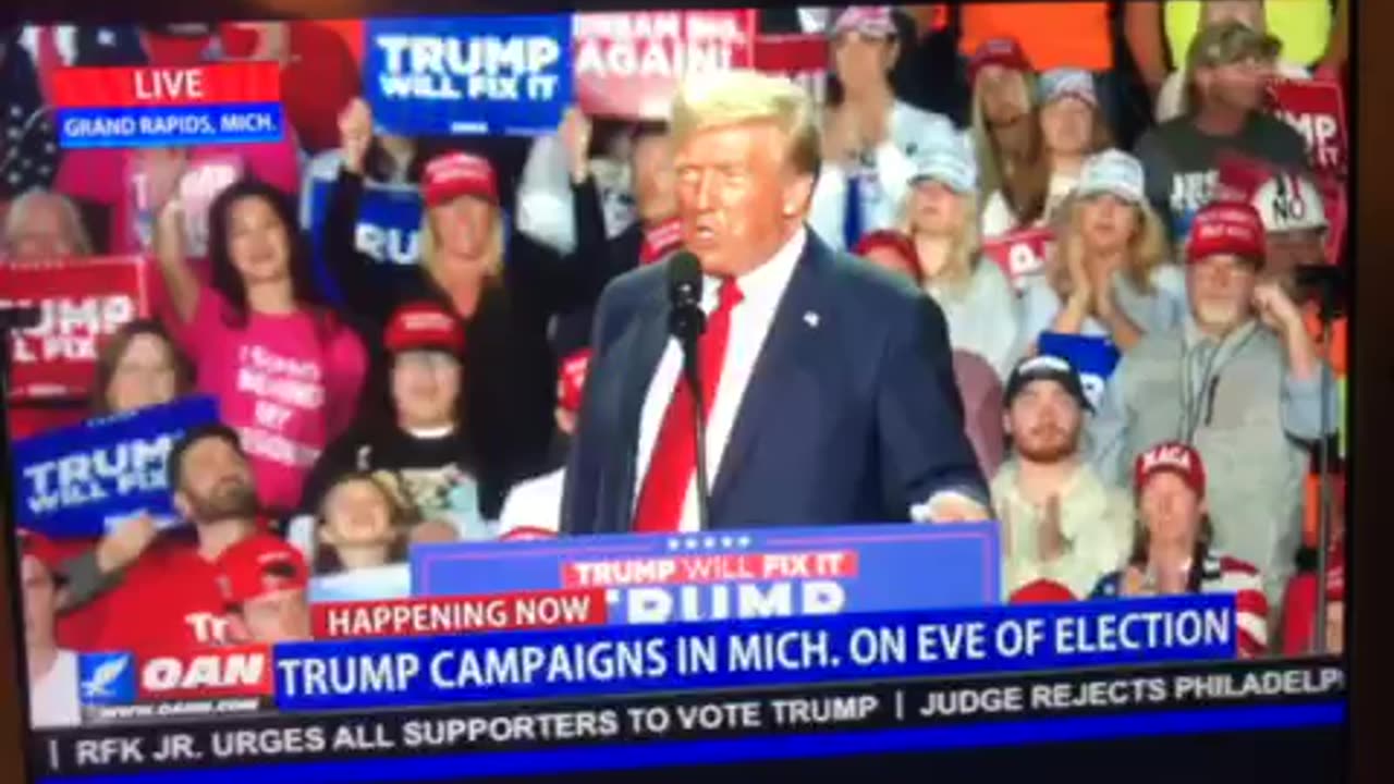 🦅 OAN rally Grand Rapids MI president Donald j trump endorsed by Elon Musk ball is in their hands