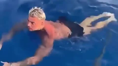 Funny moment a man encounters a shark