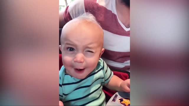 Cute baby try lemon for first time funny video