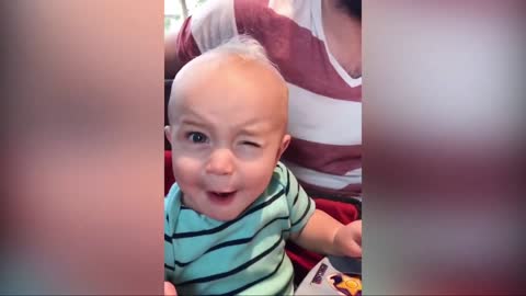 Cute baby try lemon for first time funny video