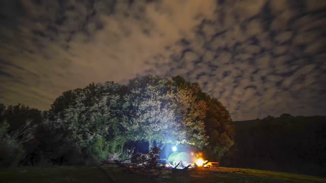 Hyper Time Lapse Video of a Camp in the Forest