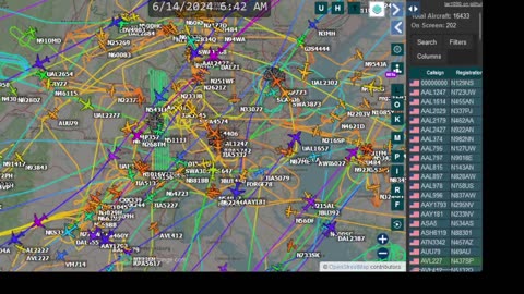 Washington DC air traffic time lapsed for June 14th 2024 -