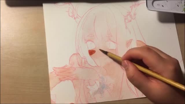 The Process Of Painting A Girl With Antlers