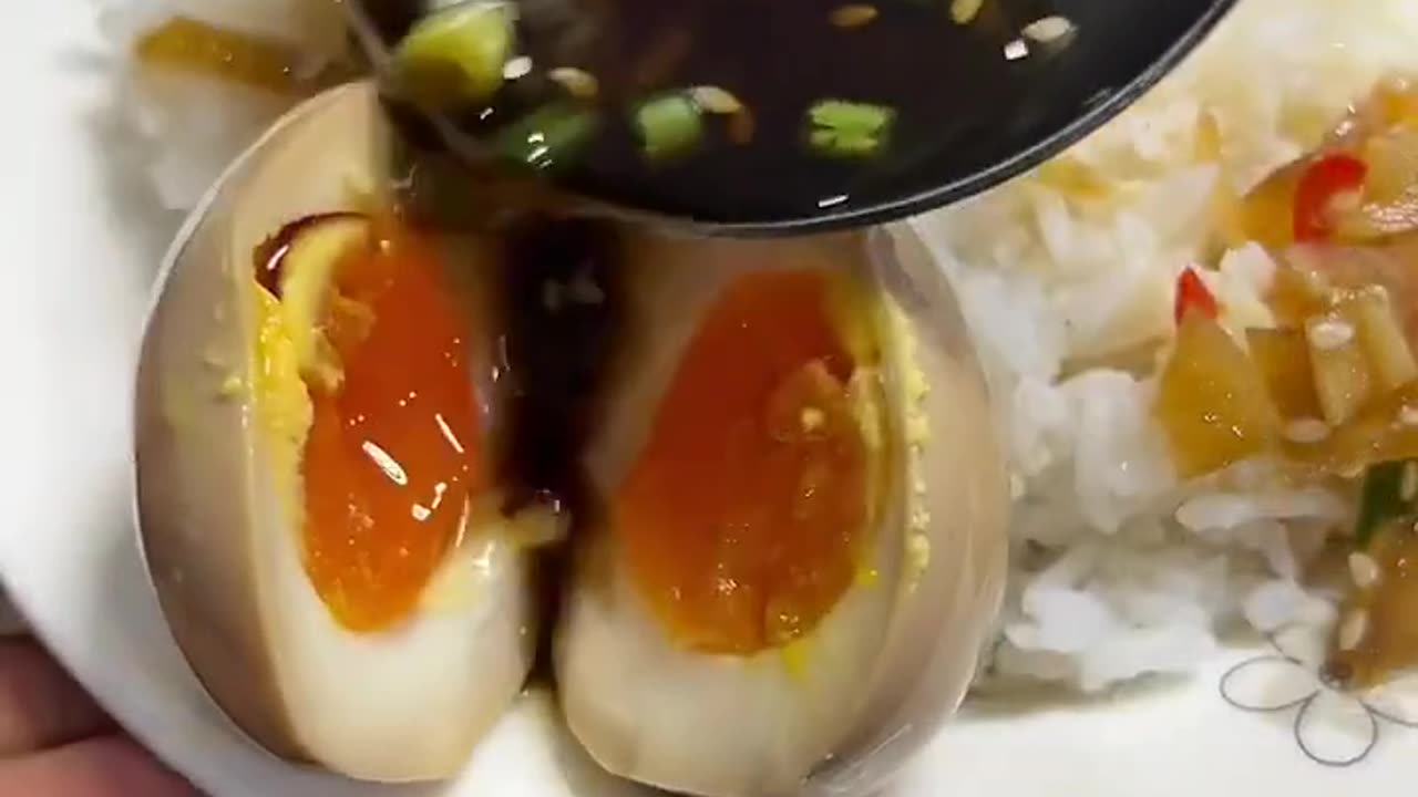 Korean pickled eggs served with white rice