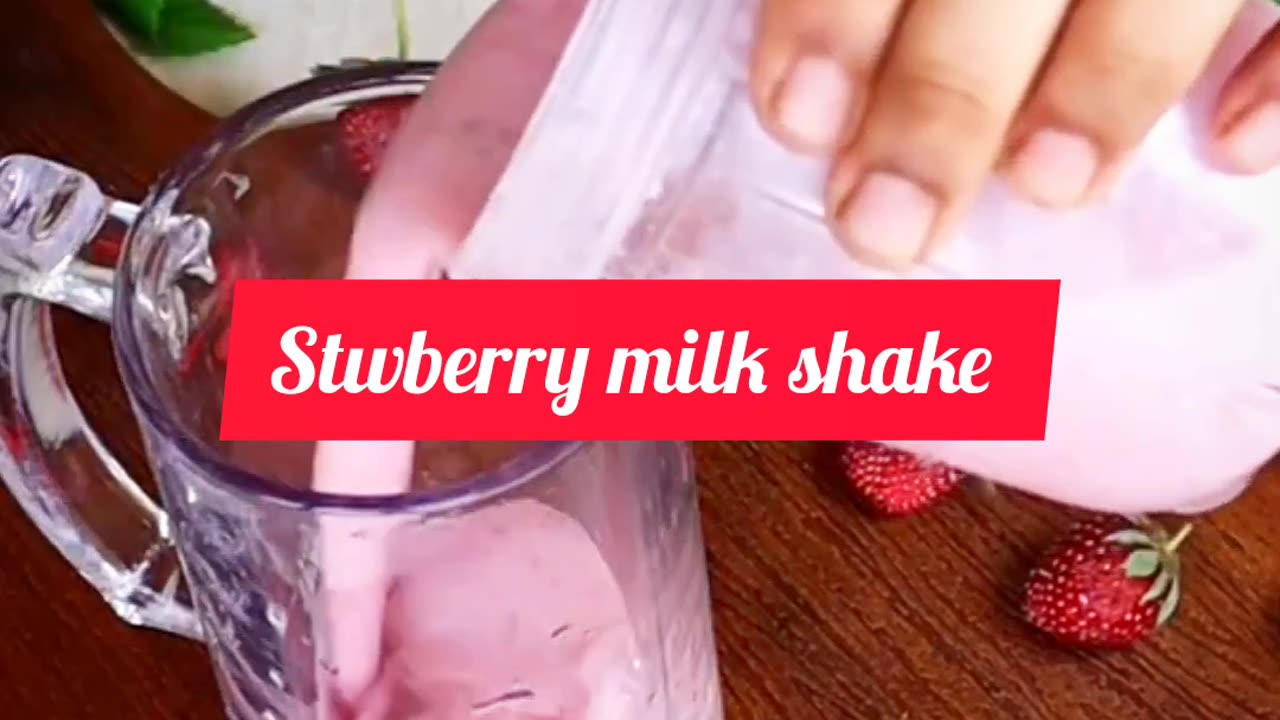 Try new stwberry milk shake #recipe