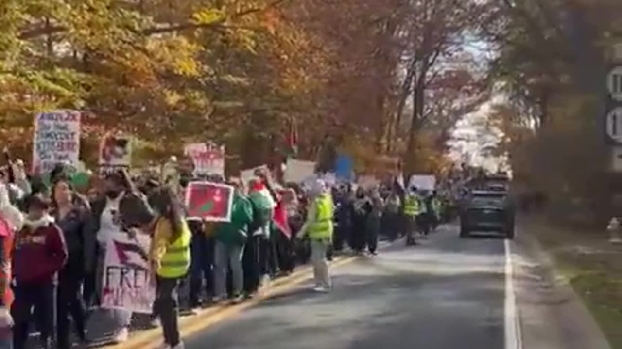 USA: Anti-Israel demonstrators march on Joe Biden's home #Gaza 12th November 2023