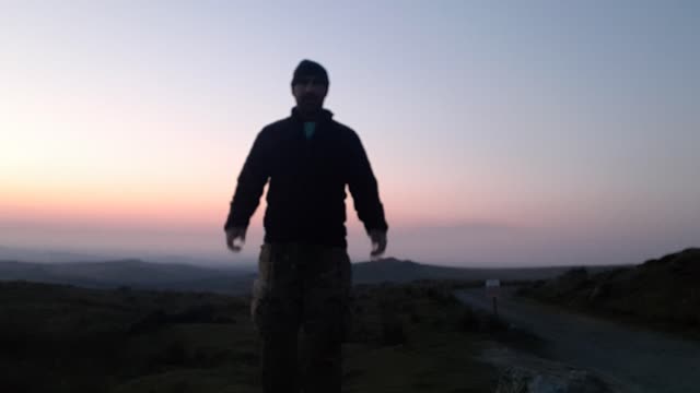 Happy birthday dad overlooking Kings Tor Dartmoor