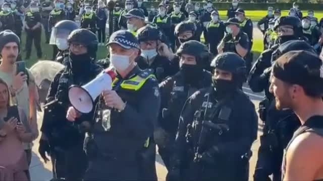 Melbourne Australia: POLICE OPEN FIRE AT WOMEN, CHILDREN & FREEDOM PROTESTERS