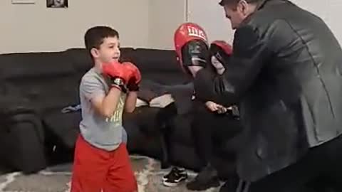 Teaching young kid how to box 2020