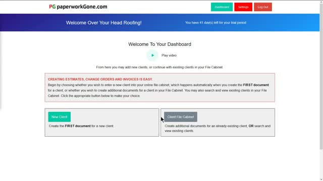 paperworkGone Dashboard