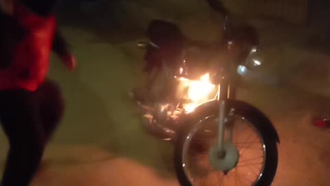 Motorbike fire seen