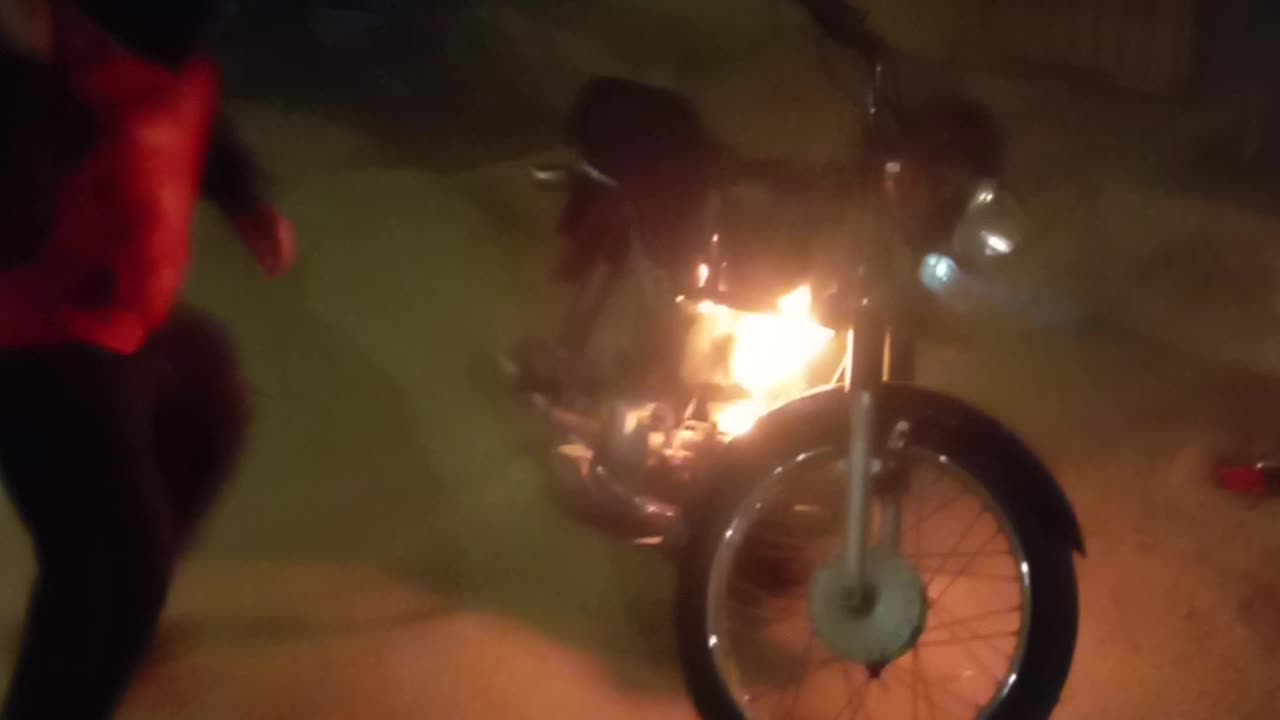 Motorbike fire seen