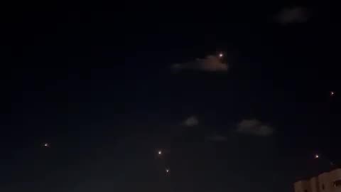 Footage shows several Iron Dome interceptor missiles launched over the Haifa