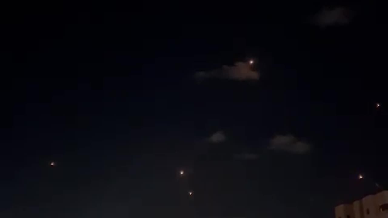 Footage shows several Iron Dome interceptor missiles launched over the Haifa