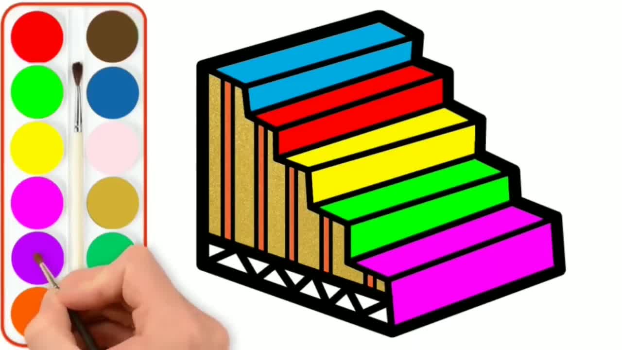 Drawing and Coloring for Kids - How to Draw Stairs