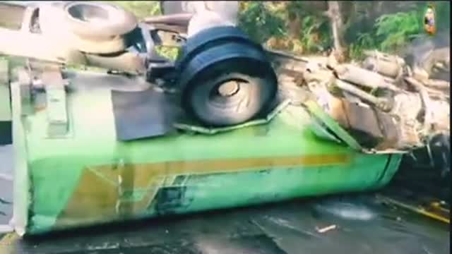 Tragic. CPO tank truck rolled over with failed brakes. let's pray for the best for the driver.